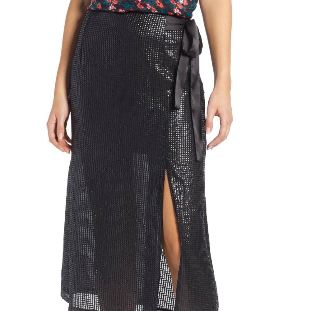 New Sexy faux wrap sequin midi skirt size Small